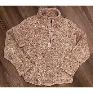 Old Navy Tan Sherpa Sweatershirt  Pullover Large Brown Sweater Zip